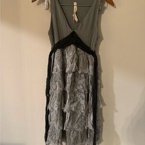 Bailey 44 Gray and Black Layered Midi Dress